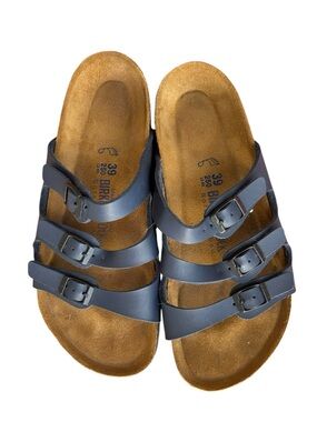 Birkenstock Florida Soft Footbed Sandals Navy Blue 3 Strap Womens 8 US / 39 EU